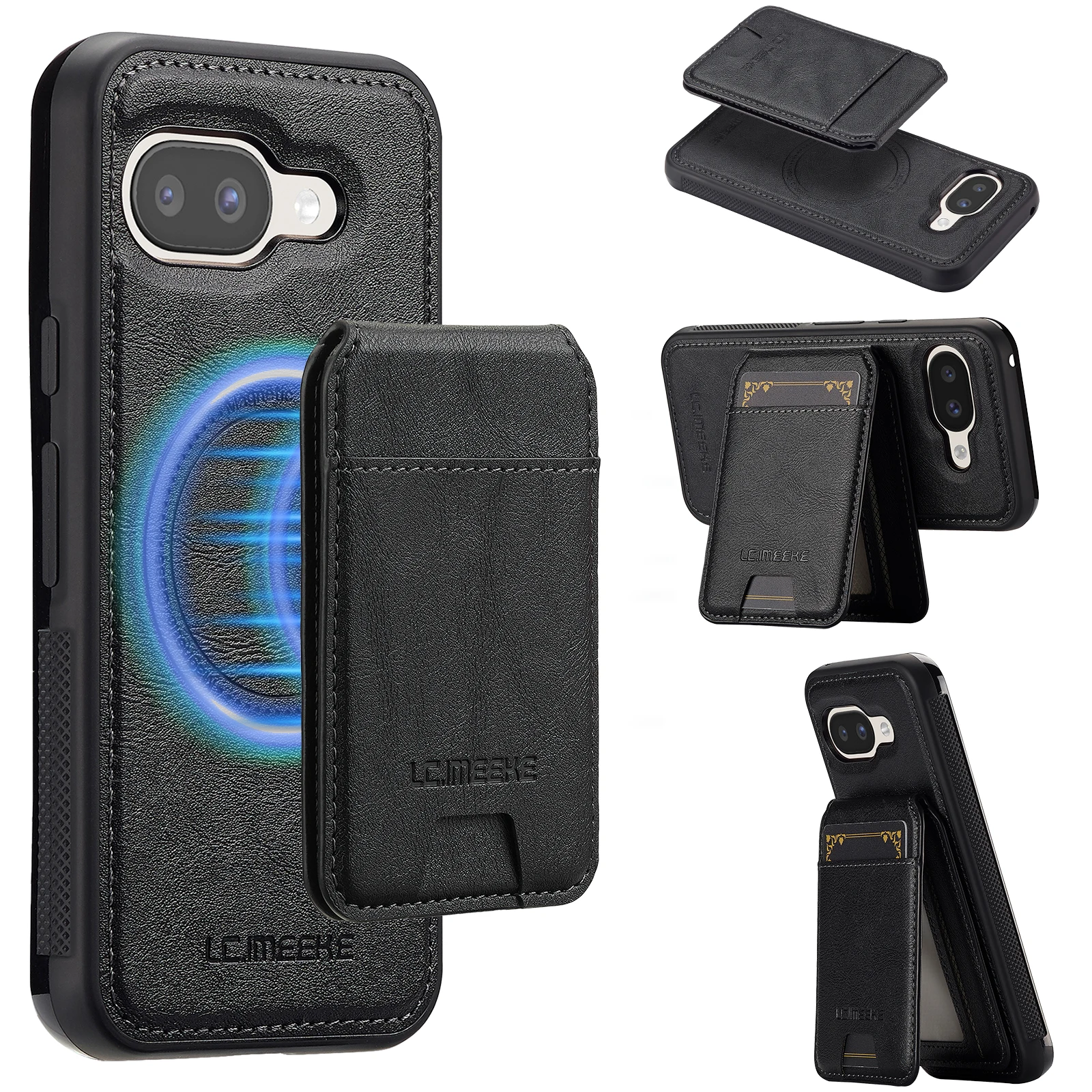 Detachable 2-in-1 Leather Wallet Phone Case with Vertical Holder