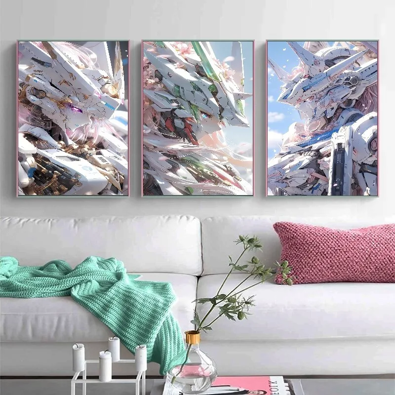 Bandai Anime Mobile Suit Gundam Canvas Poster Star Moving Wind Spirit New Free Flying Wing Action Wall Art Picture Home Decor