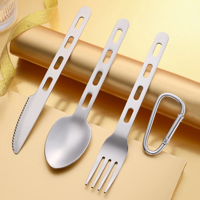 Stainless Steel Cutlery Set Knife Fork Spoon 3pcs/set For Home Use Travel Camping Picnic Portable Tableware Set