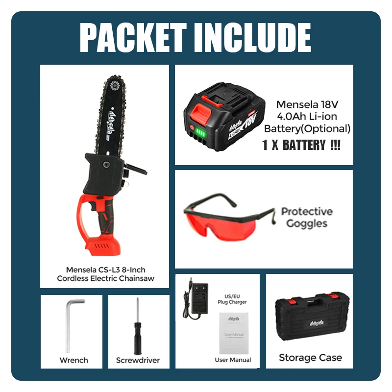 Motosierra eléctrica sin escobillas 288VF, 22980mAh, 8 pulgadas