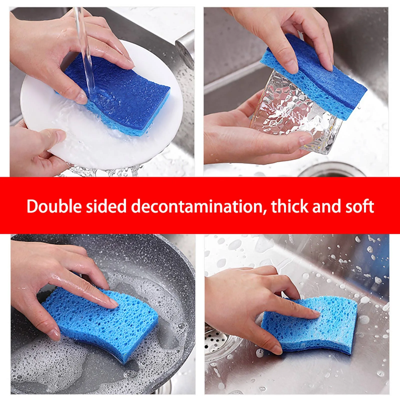 Kitchen Scrub Sponges - Non-Scratch Dishwashing Sponge for Cleaning Dishes, Pots and Pans - 10 Pack (Blue), Size: 4.3 x 2.8 x 0.8