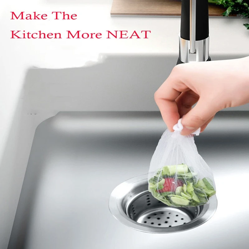 100pcs Kitchen Sink Mesh Disposable Dishwasher Garbage Bag Drain Filter