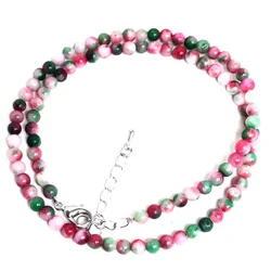Elegant Multi - Stone Beaded Necklace with Amazonite, Agate, Alabaster, and Lava Stones - 38 - 40CM (Mixed quartz)