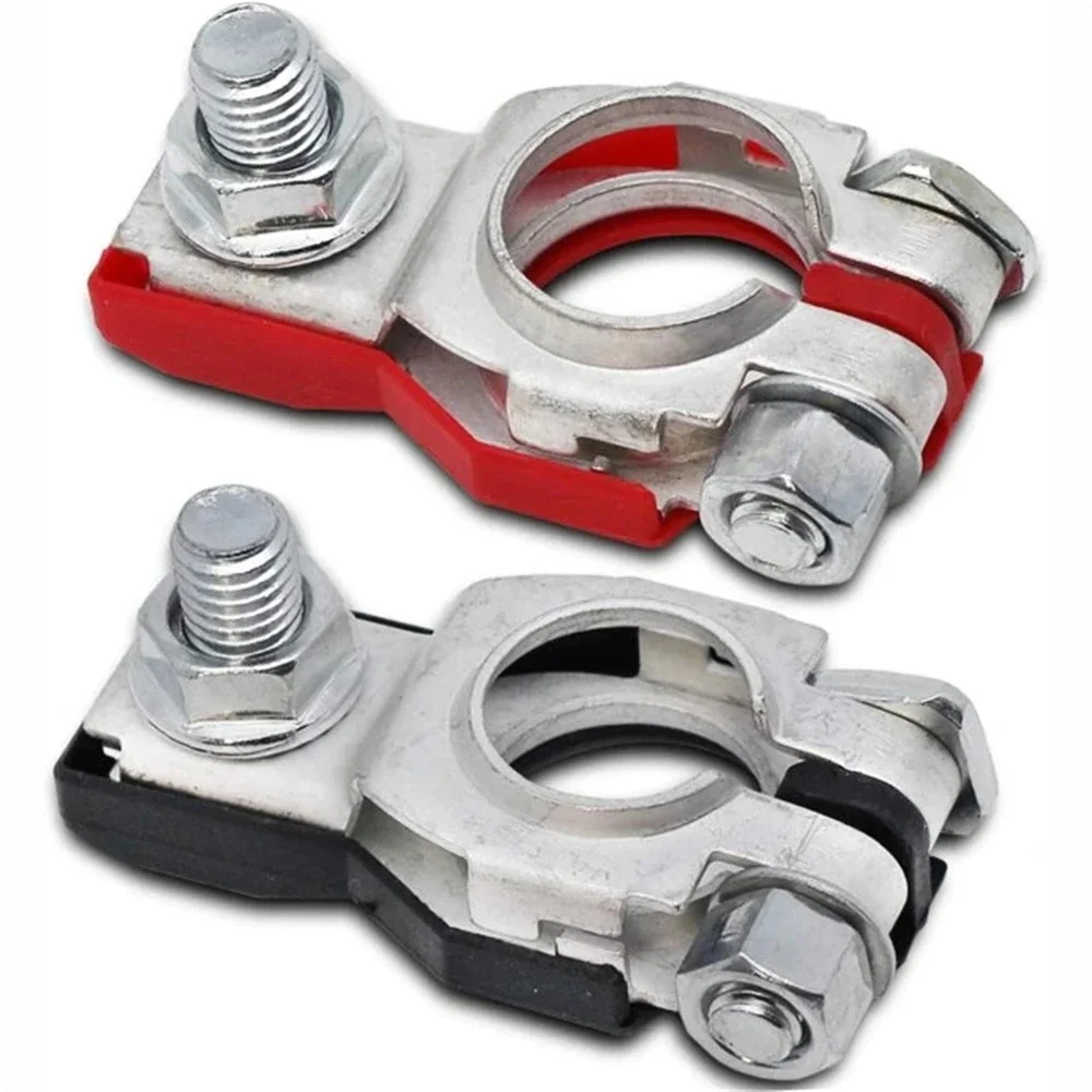 Set Of 2 Car Battery Terminal Connectors | Positive & Negative Quick Release Clamps (ABS+Copper, 2.56")