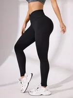 Solid Color Front Cross Waist Sports Pants Elastic Breathable Yoga Pants Suitable For Gym Exercise And Daily Wear Plus Size Pant - Image 5