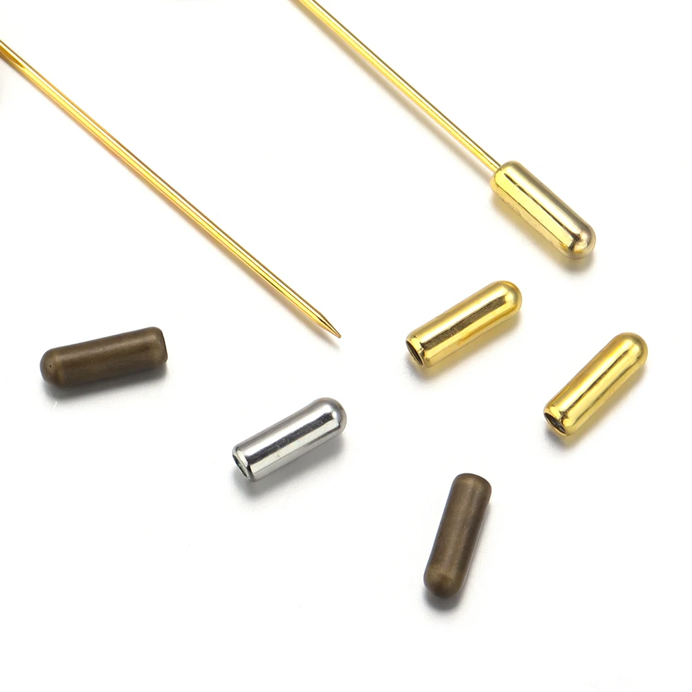 30pcs 11x4mm 브로치 핀 스토퍼 엔드 캡 보안핀 (실리콘 플러그 포함) 쥬얼리 만들기 DIY 수제 브로치 액세서리