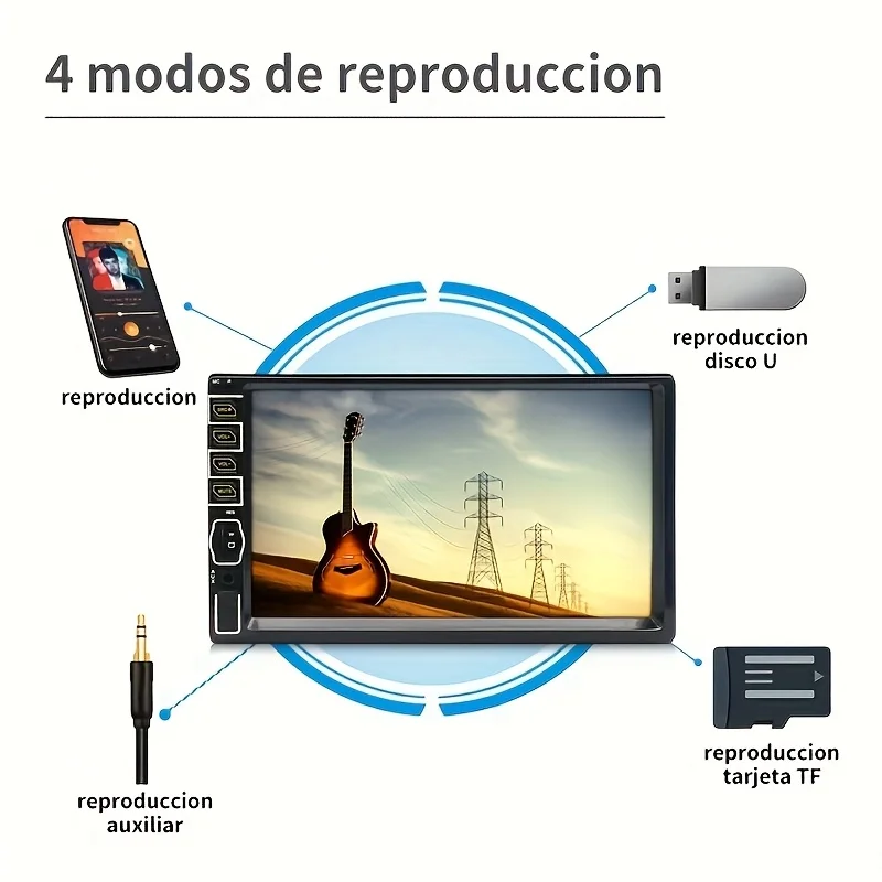 7인치 2 Din MP5 멀티미디어 플레이어, 미러링크 지원, 무선 터치스크린, FM/USB/AUX, SD 카드 기능 탑재