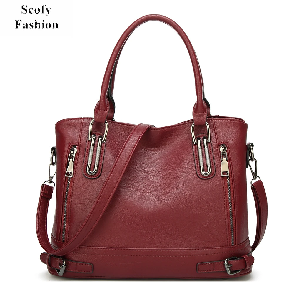 SCOFY FASHION Vintage Women Handbags High Quality PU Leather Luxury Tote Bags for Shopping Travel Shoulder Bags Top Handle Bag