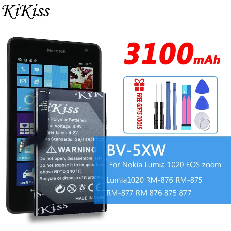Kikiss Bv-5Xw Batteria Di Ricambio Per Telefono Cellulare Per Nokia Lumia 1020 Eos Zoom 1020 Rm-876 Rm-875 Rm-877 Rm 876 875 877 Batterie