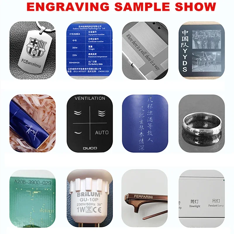 30W MAX Raycus Desktop Mini Fiber Laser Nameplate Marking Machine 20W For PVC Plastic Stainless Steel With Rotary Axis 6