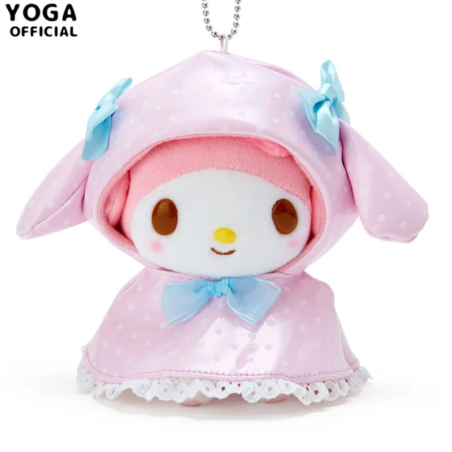 10cm Cute Kuromi Hello Kitty My Melody Sanrio Cartoon Plush Toy Cinnamoroll Soft Raincoat Stuffed Doll Pendant Toys Holiday Gift