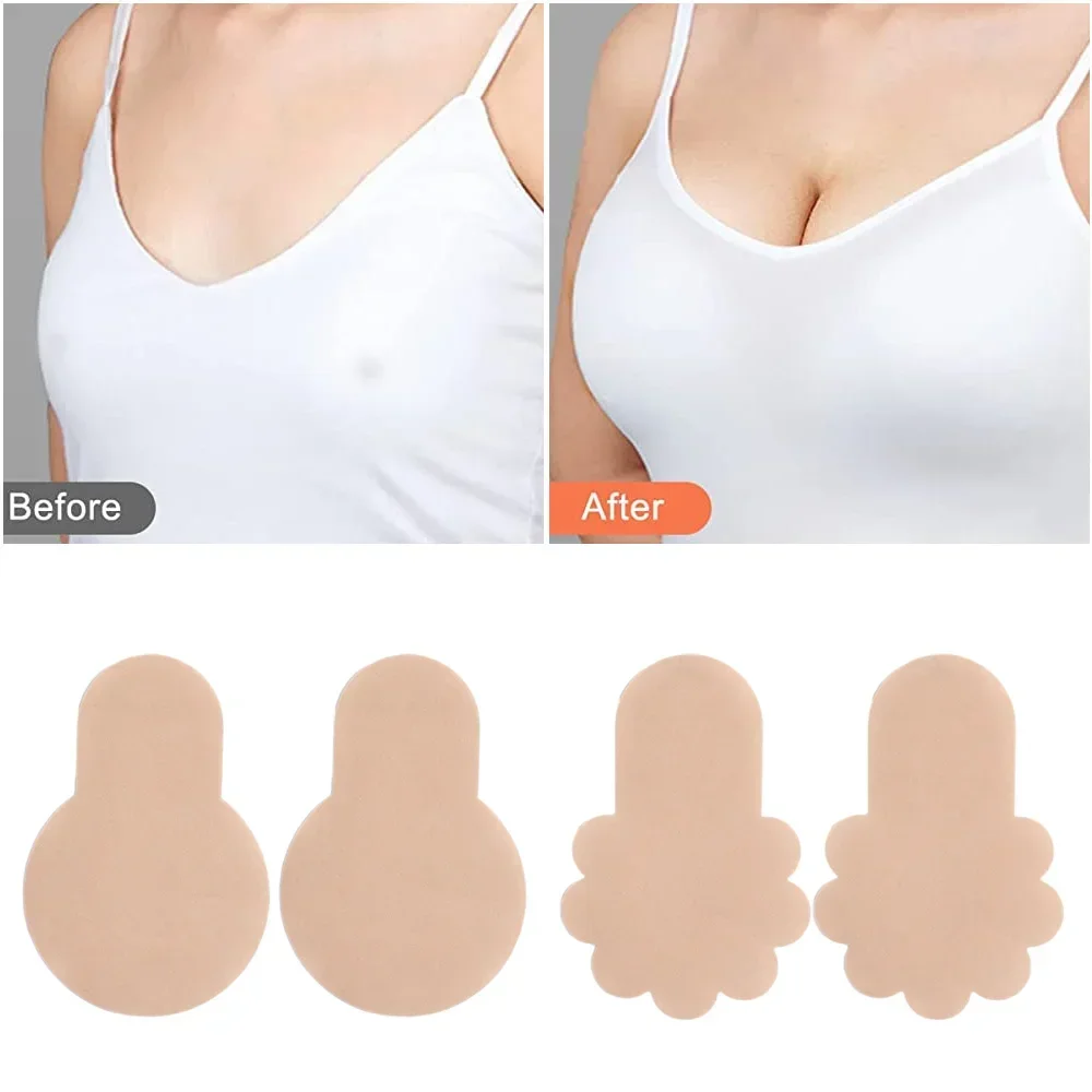 Silicone Breast Patch 10Pcs Push Up Bras Self Adhesive Silicone Strapless Invisible Bra Women Reusable Sticky Breast Lift Bra Pads Petal Nipple Covers
