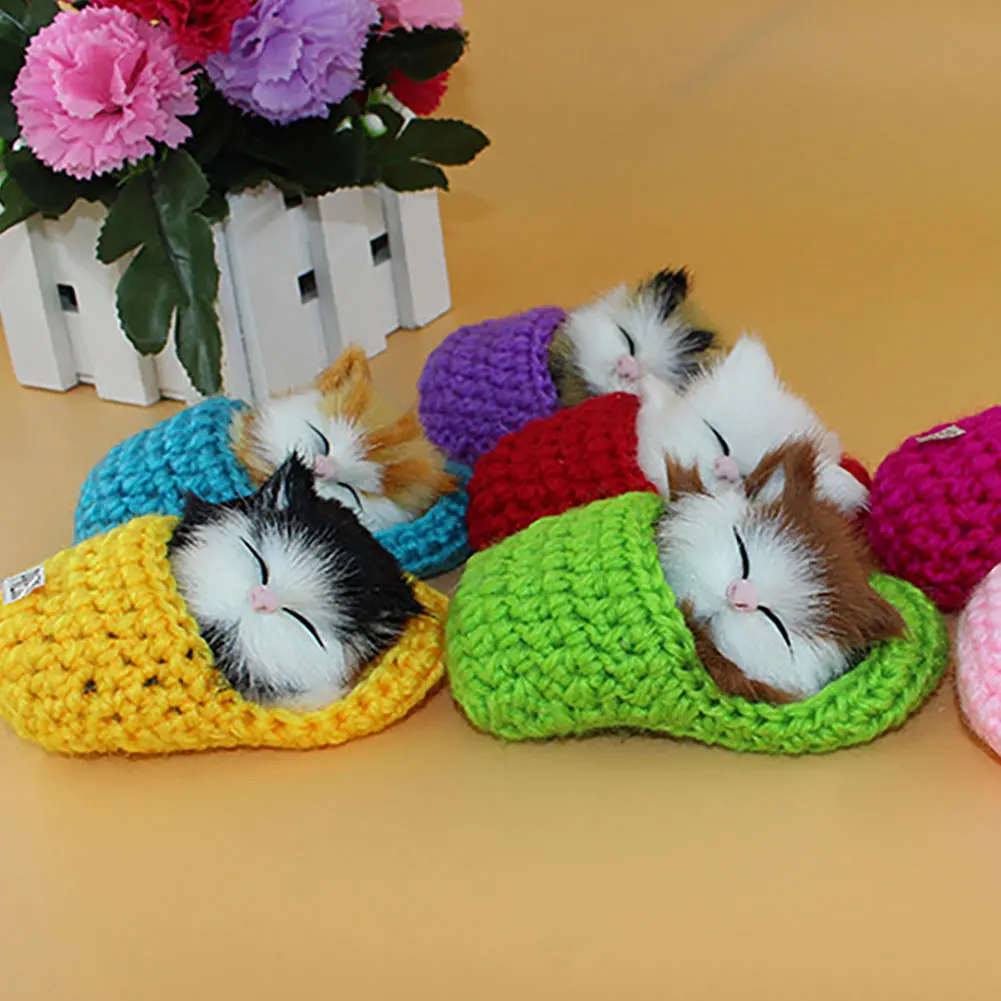 Simulation Mini Cat Cute Plush Cats with Sound Children Birthday Gifts Creative Imitation Cat Toys Ornaments Home Decoration 4