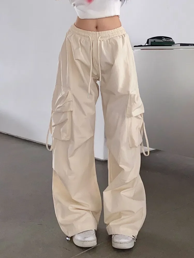 Y2K Street Wear Cargo Pants for Women Korean Harajuku Fashion Work Trousers Solid Wide Leg Straight Casual Pant Spring Autumn