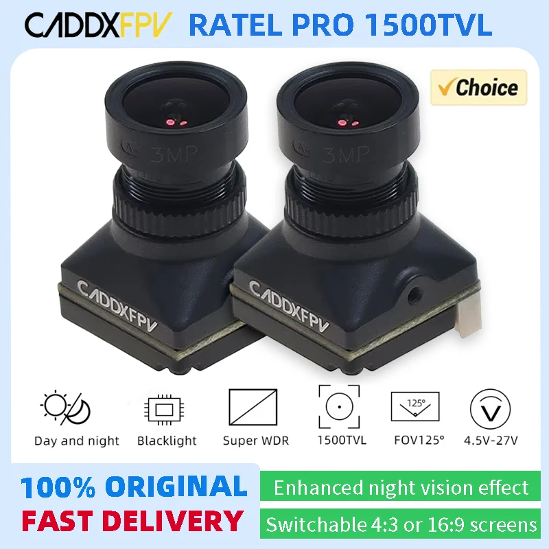 Caddx Ratel PRO FPV Camera 1500TVL 16:9/4:3 NTSC/PAL FOV125° Blacklight ...