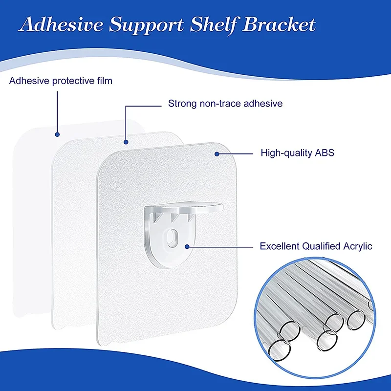 4/10Pcs Adhesive Support Shelf Bracket Non-Perforated Wardrobe Partition Fixed Hook