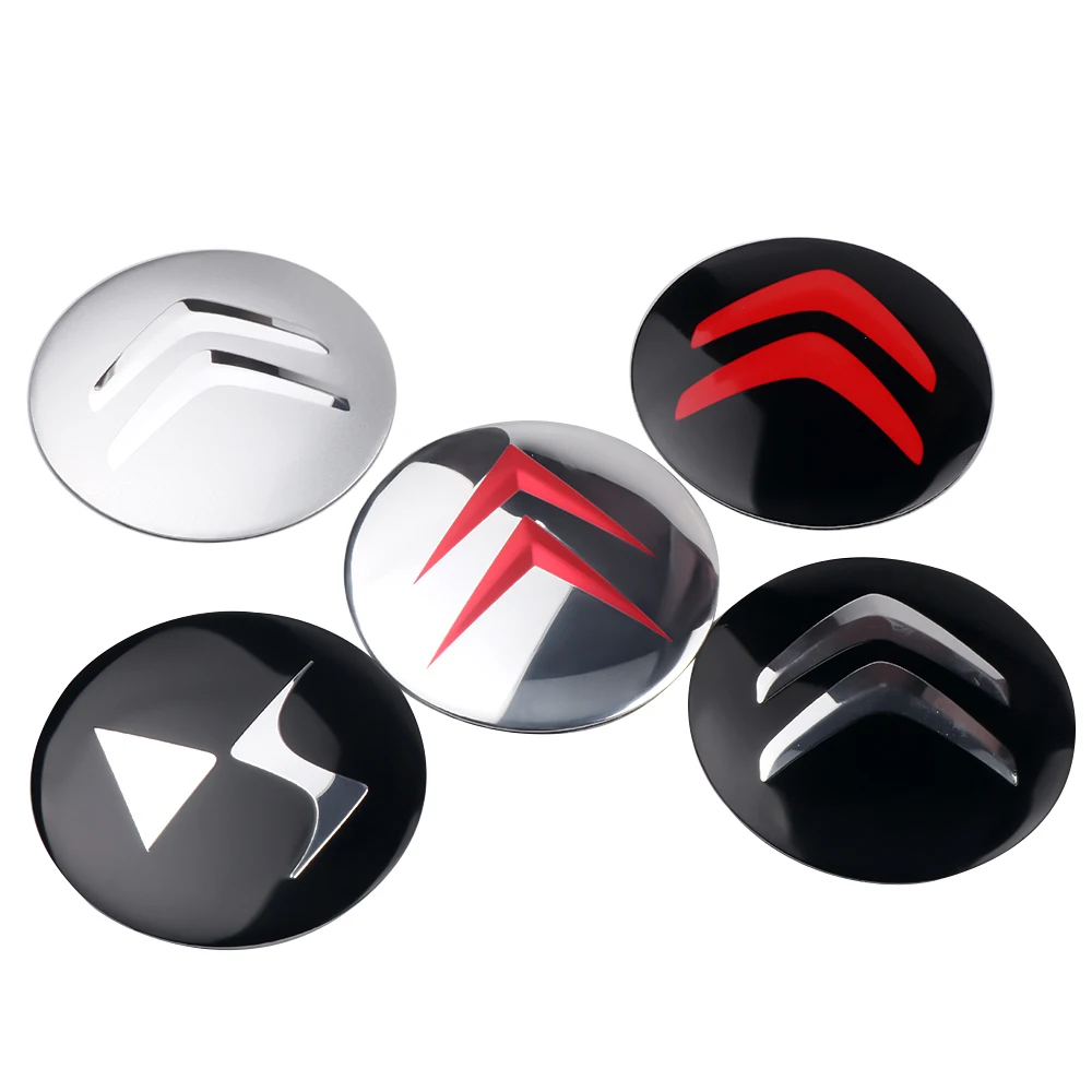 Wheel Center Caps Wheel Center Hub Cap Sticker 4Pcs Car Wheel Center Caps Badge Tire Hub Sticker Decoration For Citroen C1 C2 C3 C4 C5 C6 C8 C4L DS3 DS4 DS5 DS5LS DS6 DS VTS