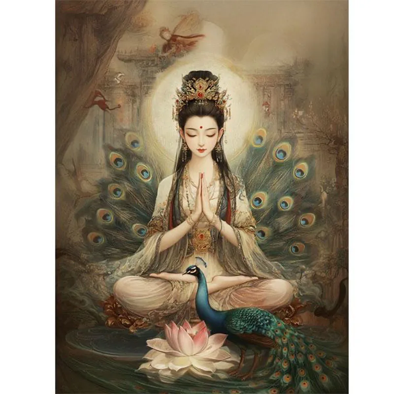11CT 9CT Buddha Embroidery DIY Chinese Style Printed Kits Cross Stitch Thread Needlework Sets Home Decor Crafts
