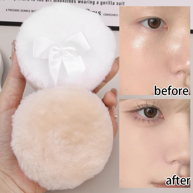 Borla de maquillaje con lazo ultra suave: Aplicador de Polvos Facial y Corporal | Emoape