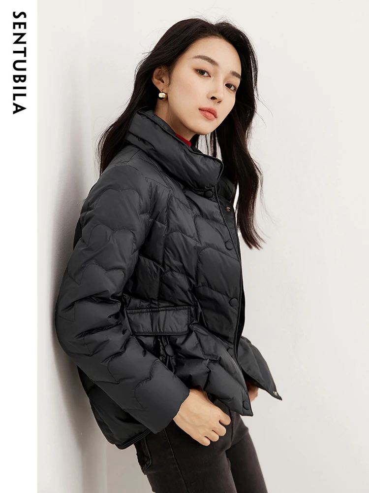SENTUBILA 2023 Autumn Winter Warm Down Jacket Women 90 White Duck Down Coat Single Breasted Lightweight Crop Jackets W34Y50153