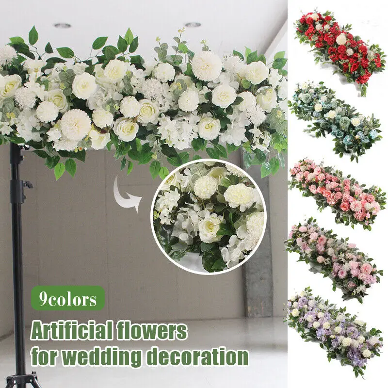 

Wedding Artificial Flower Row Rose Wall Arrangement Fake Flowers Arch Backdrop Hanging Garland Window Display Floral Party Decor