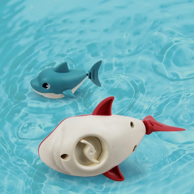 1PC Toddler Baby Bath Toy Cute Cartoon Swimming Crocodile Clockwork Wagging Tail Rotating Device Beach Baby Bath Tub Wind Up Toy 5