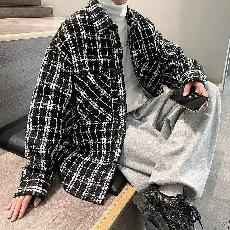2023 Autumn Winter KPOP Fashion Style Harajuku Slim Fit Tops Loose All Match Casual Outerwear Square Neck Button Pockets Jacket