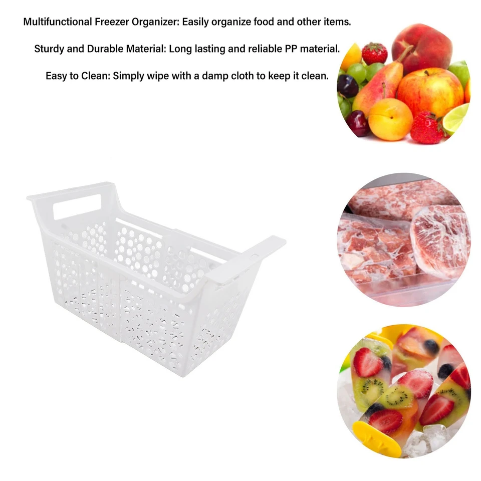 Cestello Regolabile Per Congelatore A Pozzetto 40-52 Cm – Contenitore In PP Con Maniglia, Organizzatore Per Frigorifero E Scaffali - 3