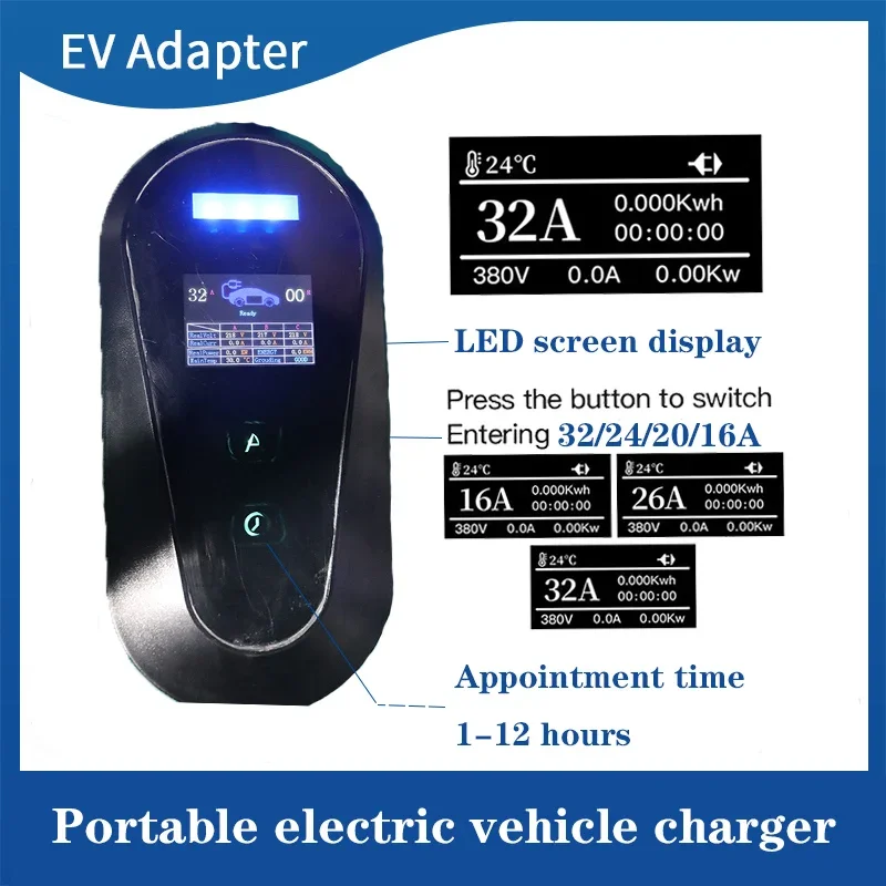 10/16/20/32 Adjustable 22kw Type 2 IEC-62196-2 Portable EV Charger CEE Plug Wall  Box Controller - AliExpress