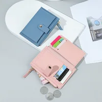 Women Wallets PU Leather Female Purse Mini Hasp Solid Multi-Cards Holder Coin Short Wallets Slim Small Wallet Zipper Hasp 2