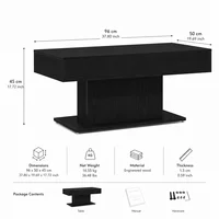 Table basse en chêne noir 96x50x45 cm en bois composite - Table de salon rectangulaire, style scandinave moderne, robuste et polyvalente pour boissons, livres et décoration 7