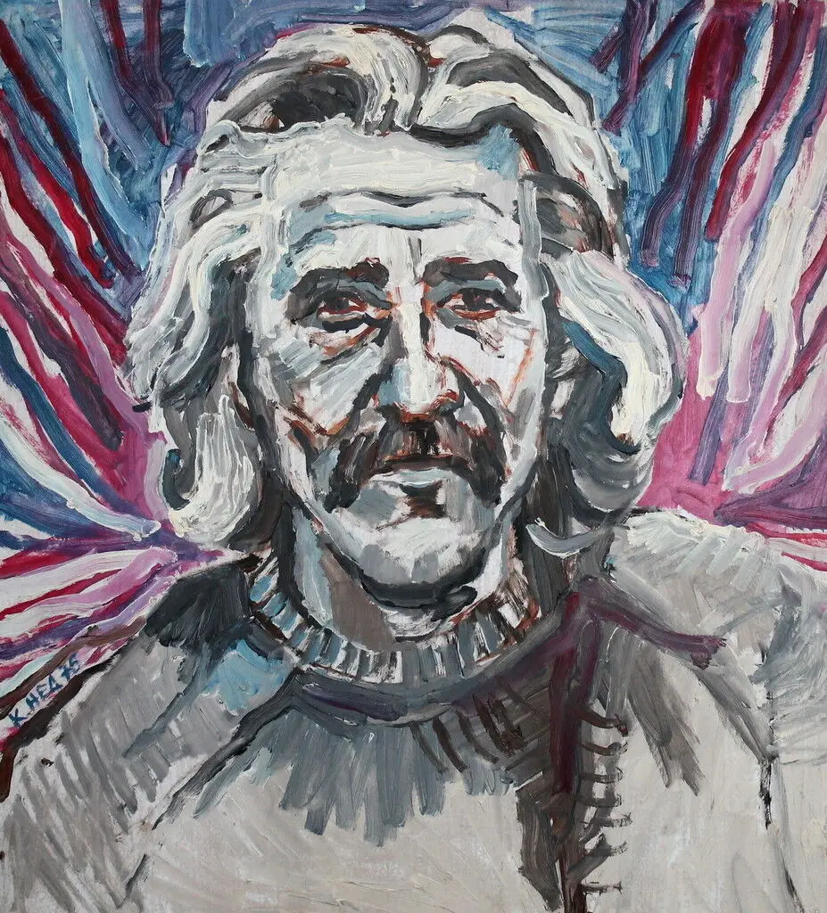 

100%Handmade 1975 Man portrait oil painting signed