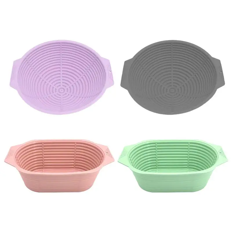 

silicone Bread Proofing Basket Round Oval Dough Proofing Bowl Foldable Proofing Bowls Reusable Bread Dough Proofing Basket