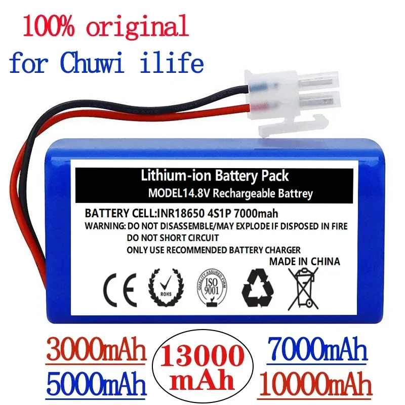 

13000mAh 14.8V robotic vacuum cleaner accessories parts for Chuwi ilife A4 A4s A6 ILIFE replacement battery