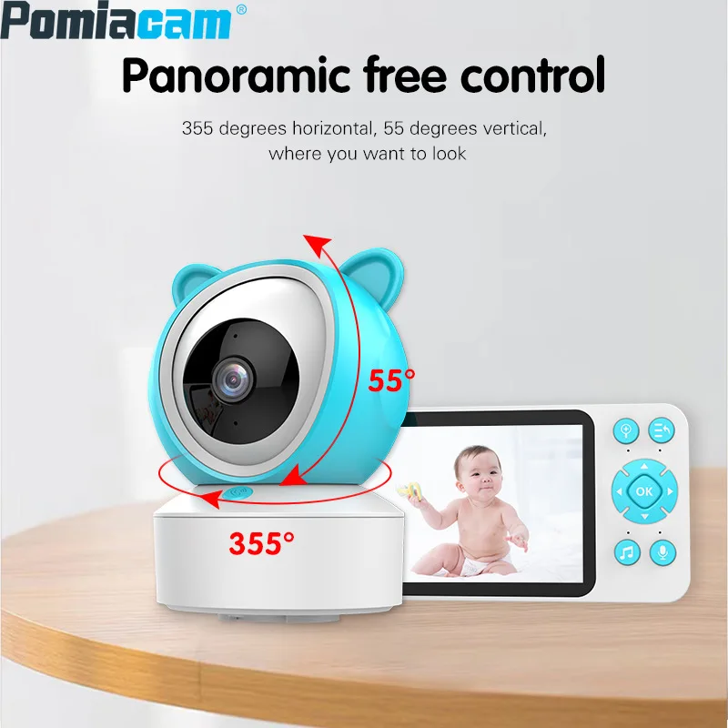 

Новинка 1080P 5-дюймовый Wi-Fi радионяня PTZ контроль температуры Колыбельная мобильное приложение Дистанционное двустороннее переговорное устройство радионяня