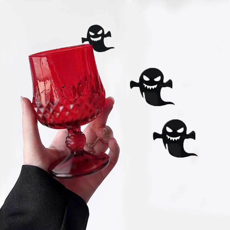 Halloween Decor black ghost Wine Glass Marker Juice Champagne Cup Goblet Label Mug Drink Tag Bar Halloween Party Tools