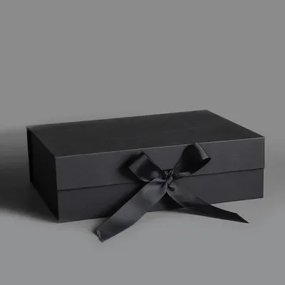 Spot Magnet Clamshell Black Folding Box with Ribbon | Fresh Storage Birthday Gift Packa... - SKU MCBB1210 - UGI Packaging