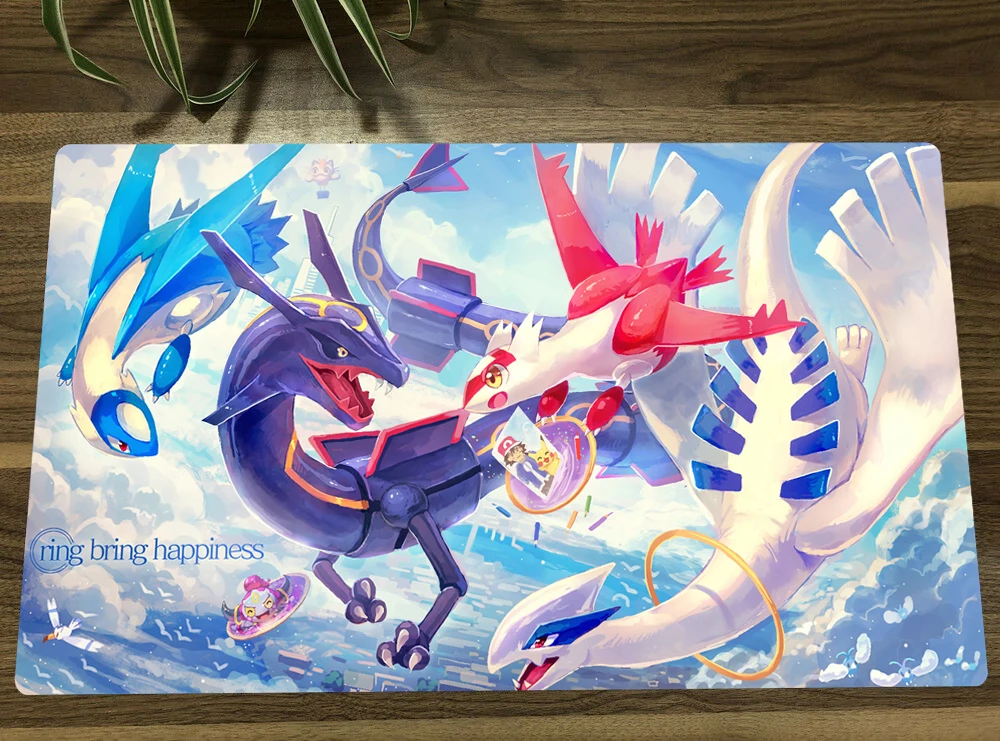 PM PTCG Mat Rayquaza & Ash ketchum Trading Card Game Mat CCG Playmat