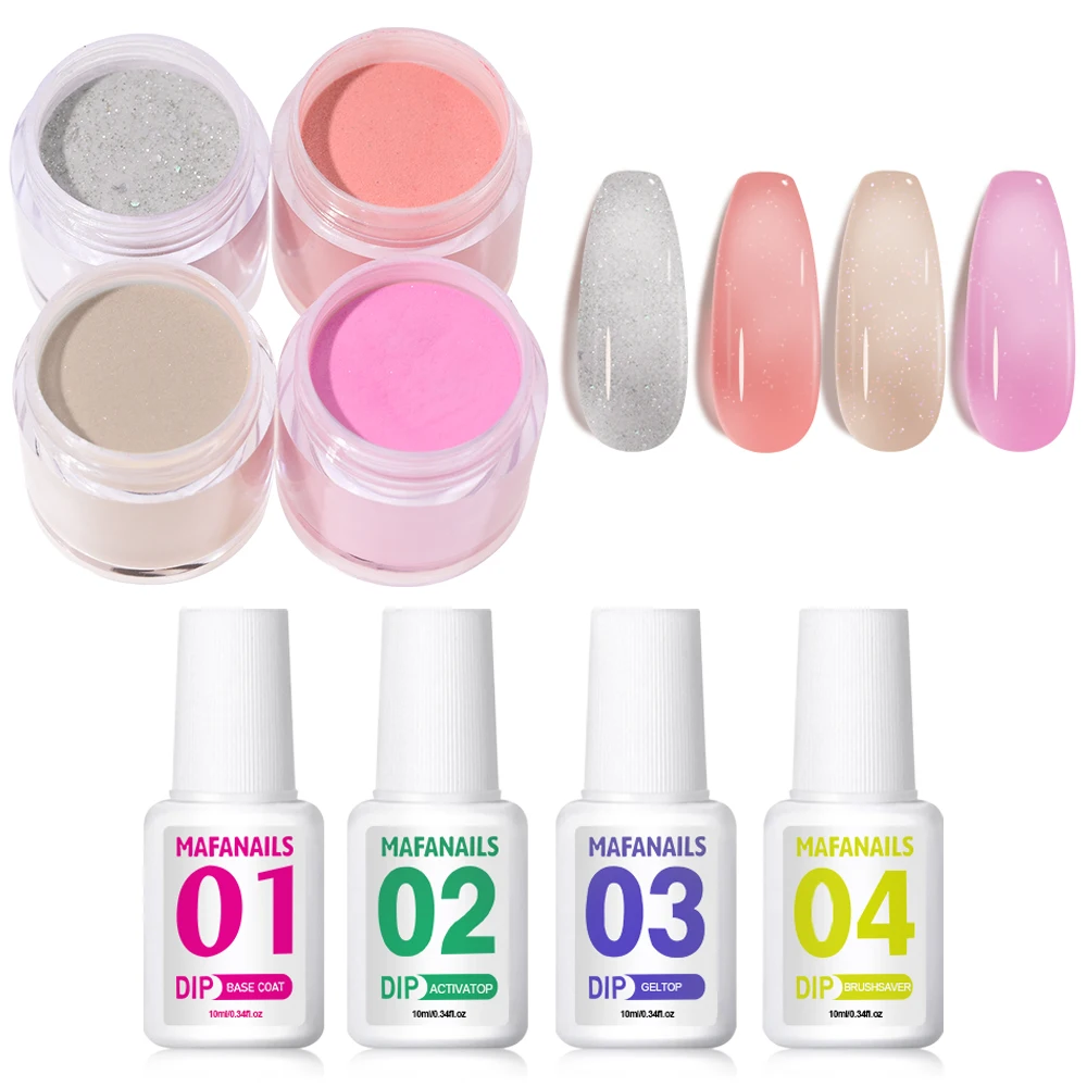 

8 In 1 Nail Art Dipping Powder Kits Solid Acrylic Dip Powder+10ml Base Top Activator Brush Saver Essential Liquid Dip Powder Set