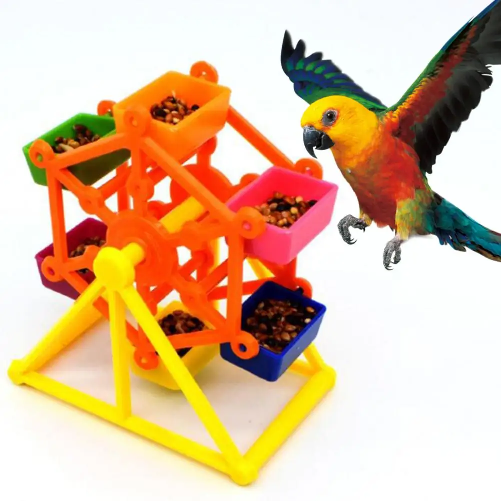 Mangeoire à grande roue rotative pour oiseaux, jouets de train, grande roue  de recherche de nourriture pour grands perroquets, perruche, inséparable