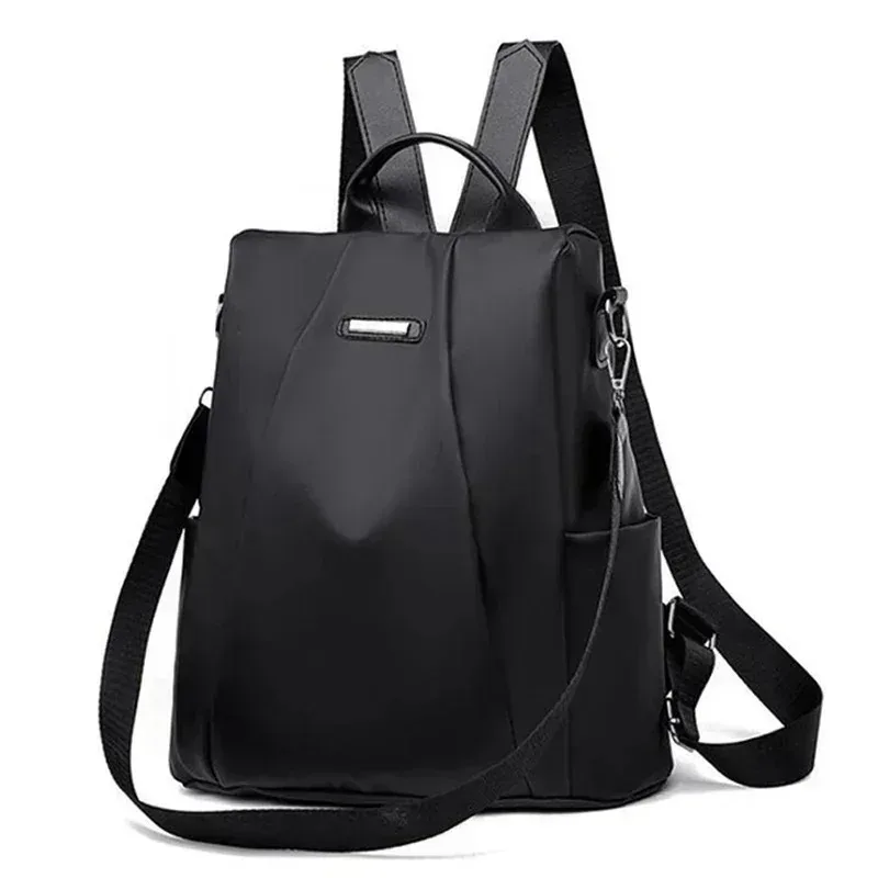New Fashionable Women's Nylon Backpack Large Capacity Waterproof With Detachable Strap