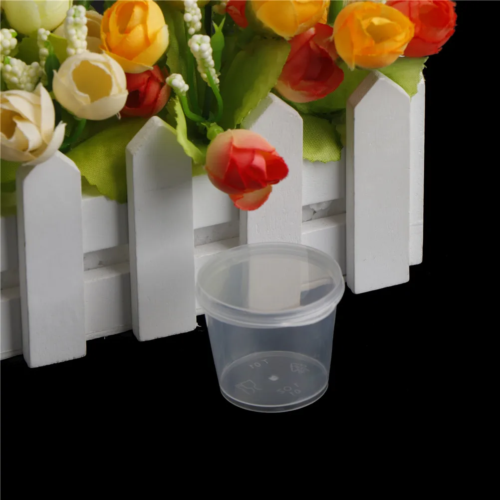 Plastic Cups 100Pcs Small Plastic Disposable Sauce Cups Food Storage Clear Package Box&Lid