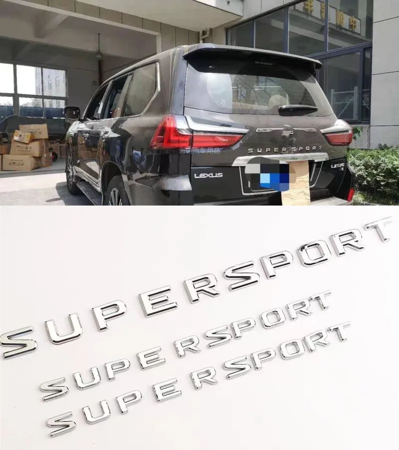 

New ABS Supersport Letter Rear Emblem Side Marks For Lexus LX570 Land Cruiser 2013 2014 2015 2016 2017 2018 car Accessories
