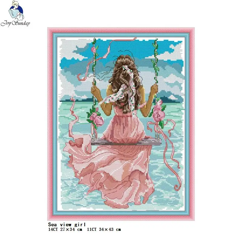 Girls Back Series Counting Printed Cross Stitch Kits Aida 14CT 11CT Canvas Fabric Needle Thread Embroidery Set Home Decor Gifts