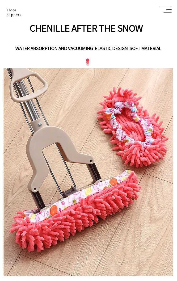 2 Pieces Of Chenille Mop Slippers Dust Removal Foot Socks Mop Cap Multifunctional Floor Cleaning Lazy Shoe Cover Dust Collector