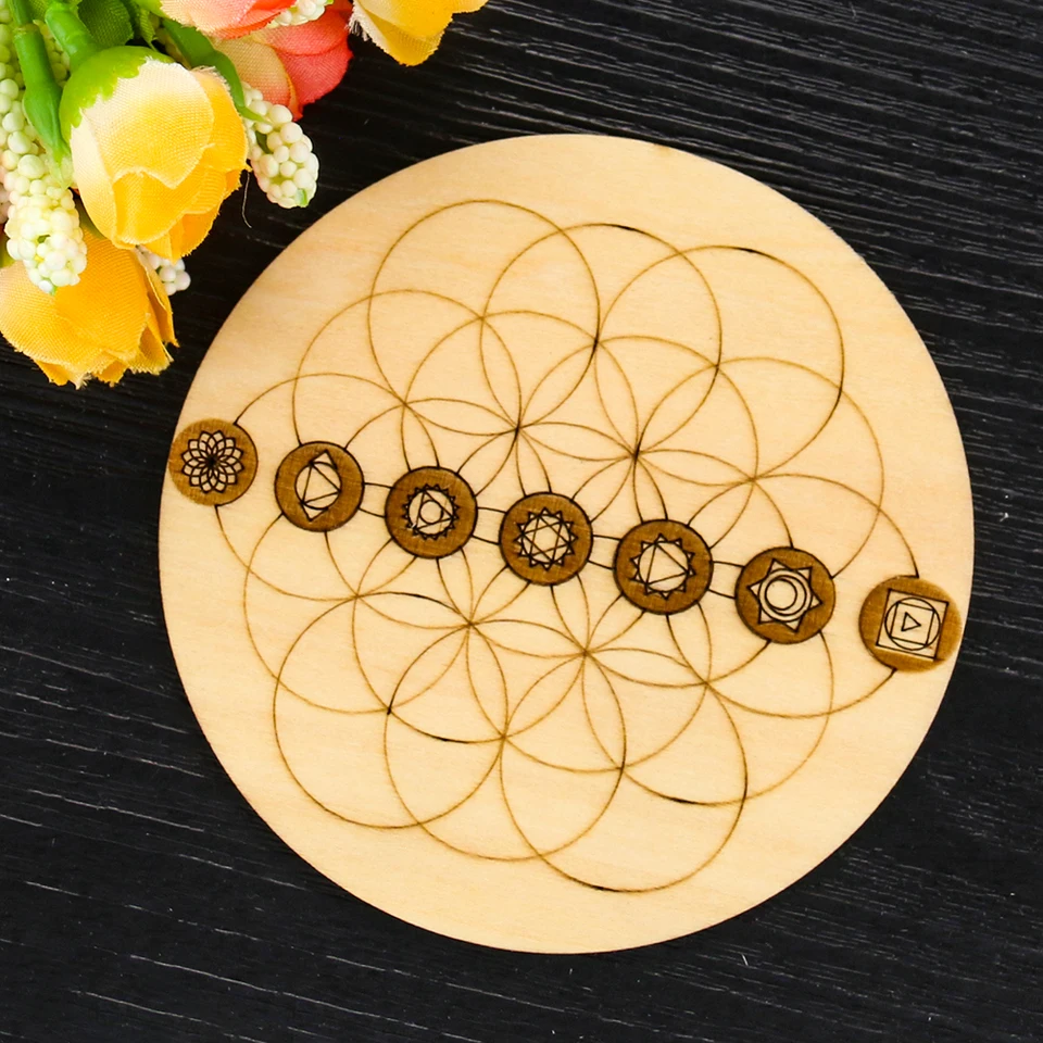 Something Different Supporto Per Carte Dei Tarocchi In Legno - Design Sette Chakra, Fatto A Mano, Decorazione Spirituale Per Altare E Casa