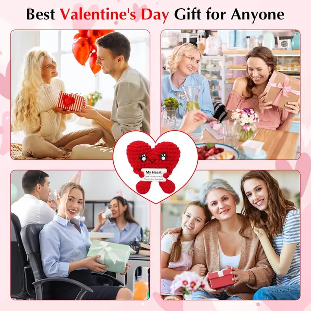 Funny Handmade Crochet Heart Doll Valentine's Day Mother's Day Birthday & More Desktop Ornament Home Decor 6