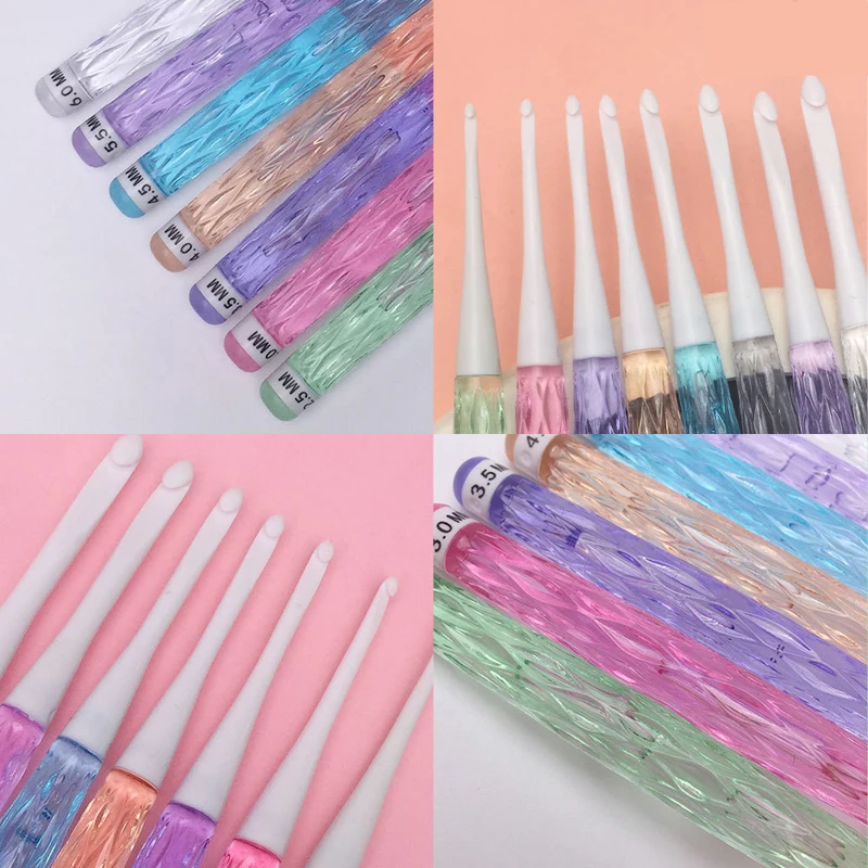 8-piece color clear crochet hook kit ABS Ergonomic crochet DIY knitting tool crochet kit,crochet hooks,knitting supplies,knitting craft supplies