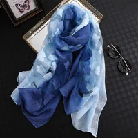 Women Simulation Silk Cut Flower Scarf Scarves Girls Embroidery Wild Sunscreen Shawl Adult Long Embroidered Lace Scarfs 1