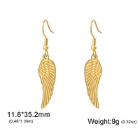 Boucles d'oreilles ailes d'ange pendantes en acier inoxydable, longues plumes créatives pour femmes, bijoux élégants, cadeaux 6